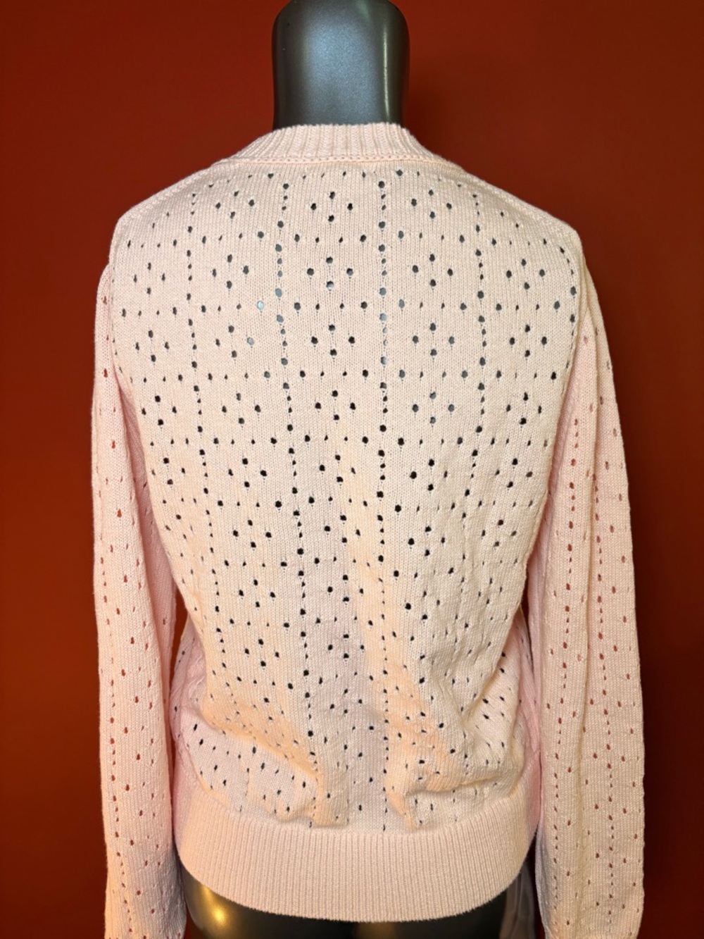 Point Sur Crewneck Pointelle Knit Sweater in Soft Pink - Picture 4 of 6